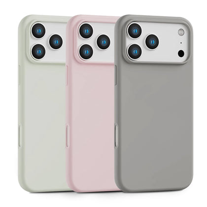 iPhone 17 Pro Case, Slim Liquid Silicone 3 Layers Soft Shockproof Protective Cover - Pink/Grey/Beige