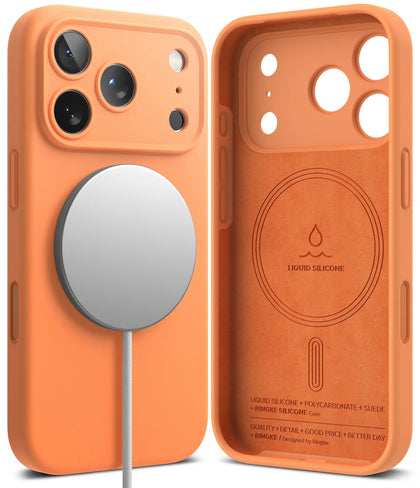 iPhone 17 Pro Case Cover | Silicone Magnetic Series | Tangerine