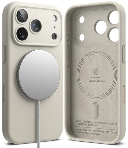 iPhone 17 Pro Case Cover | Silicone Magnetic Series | Stone