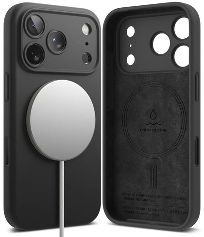 iPhone 17 Pro Case Cover | Silicone Magnetic Series | Black