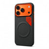 Magnetic Matte PU Case For iPhone 17 Pro Max| For Mag-Safe|Leather Texture Armor Back Cover- Black