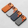 Magnetic Matte PU Case For iPhone 17 Pro | For Mag-Safe|Leather Texture Armor Back Cover- White