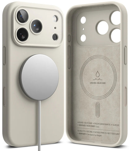 iPhone 17 Pro Max Case Cover | Silicone Magnetic Series | Stone