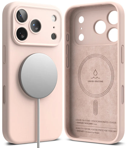 iPhone 17 Pro Max Case Cover | Silicone Magnetic Series | Pink Sand