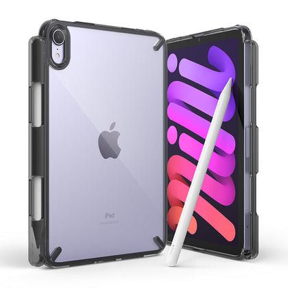 iPad mini A17 Pro 7th Generation/Mini 6 2021 Model,6th Generation with Pen/Pencil Holder Case Cover|Fusion Case| Smoke Black
