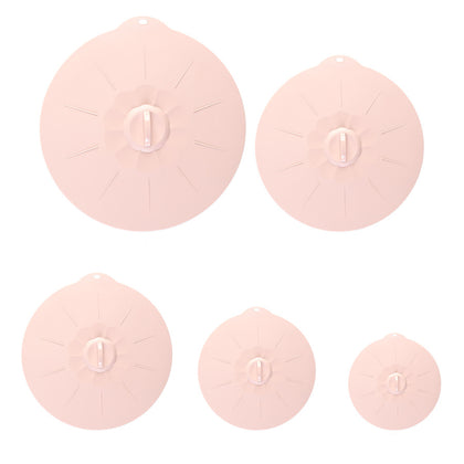 5 Pack Reusable Silicone Suction Lids Heat Resistant Microwave Cover for Food Covers Lids for Cups Bowls Plate Pots Pans BPA Free- Light Pink