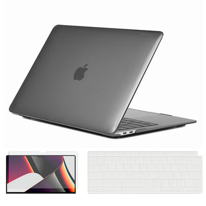 Ultra-thin Super Crystal Case Combo | MacBook Air 13 inch A1932, A2179, A2337, 2018-2020 Hard Shell Case with Keyboard Cover & Screen Protector | Black