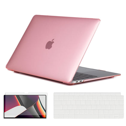 Ultra-thin Super Crystal Case Combo | MacBook Air 13 inch A1932, A2179, A2337, 2018-2020 Hard Shell Case with Keyboard Cover & Screen Protector | Pink