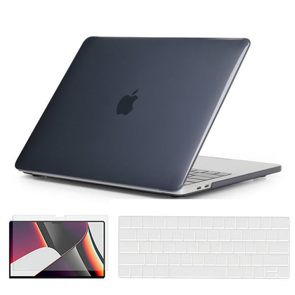 Slim Crystal Hard Case Combo | MacBook Pro 13 inch A1706, A1708, A1989, A2159, A2289, A2251, A2338, 2016, 2018-2020 – Hard Shell with Keyboard Cover & Screen Protector | Black