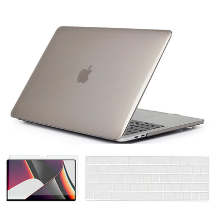 Slim Crystal Hard Case Combo | MacBook Pro 13 inch A1706, A1708, A1989, A2159, A2289, A2251, A2338, 2016, 2018-2020 – Hard Shell with Keyboard Cover & Screen Protector | Grey