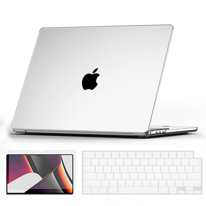 Ultra-thin Super Crystal Case Combo | MacBook Pro 14 inch A2442, A2779, A2918, A2992 2021 A3112, A3185, A3401 M4 2024 Hard Shell Case with Keyboard Cover & Screen Protector | Clear