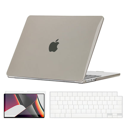 Slim Crystal Hard Case Combo | MacBook Air 15 inch A2941 M2 2023, A3114 M3 2024 Hard Shell Case with Keyboard Cover & Screen Protector | Grey