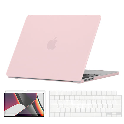 Slim Matte Case Combo | MacBook Pro 16 inch A2485 M1 2021 A2780 M2 A2991 M3 2023 A3403, A3186 M4 2024 Hard Shell Case with Keyboard Cover & Screen Protector | Pink