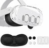 VR Accessories for Meta Quest 3, Transparent Anti-Scratch Protective Cover Shell with Tempered Glass Lens Protector & Silicone Joystick Caps