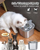 Cat Water Fountain, 2.2L Stainless Steel Pet Fountain with Quiet Pump, Cat Drinking Fountain with Water Level Window Automatic Cat Water Dispenser