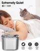 Cat Water Fountain, 2.2L Stainless Steel Pet Fountain with Quiet Pump, Cat Drinking Fountain with Water Level Window Automatic Cat Water Dispenser