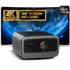 Wownect Pro Smart Android 12.0 Projector With 150 Inch Projector Screen | 1200 ANSI [Auto Focus/Auto Keystone] | Wifi 6 BT 5.0 Home Theater Movie Projector