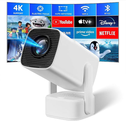 Mini Projector [Android 11.0] | 200 ANSI Lumens with 5G WiFi and Bluetooth 5.2 | 180° Angle adjustment Movie Projector