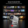 Flip Mini Portable Projector with WiFi6 and Bluetooth |150 ANSI Brightness |Android 14|4K 1080P Support |Auto Keystone 180 Rotatable Smart Outdoor Projector