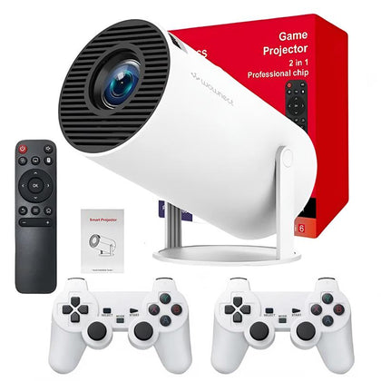 HY300 Smart Mini Projector With 2 Game Consoles, Auto Keystone Correction, 4K 1080P Support Portable Projector, 150 ANSI 2.4/5G WiFi
