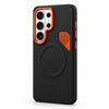 Magnetic Matte PU Case For Samsung Galaxy S26 Ultra | For Mag-Safe|Leather Texture Armor Cover -Black