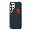 Magnetic Matte PU Case For Samsung Galaxy S26 Ultra | For Mag-Safe|Leather Texture Armor Cover - Dark Blue