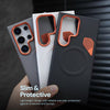 Magnetic Matte PU Case For Samsung Galaxy S26 Ultra | For Mag-Safe|Leather Texture Armor Cover - Grey