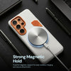 Magnetic Matte PU Case For Samsung Galaxy S26 Ultra | For Mag-Safe|Leather Texture Armor Cover - Grey