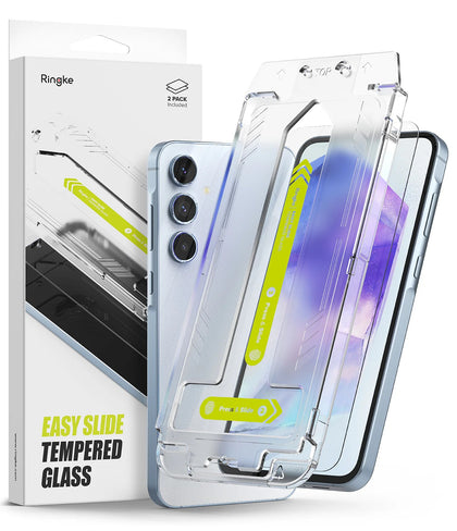 Samsung Galaxy A55 5G Screen Protector | Tempered Glass [Easy Slide] | Pack of 2 |W Installation Jig