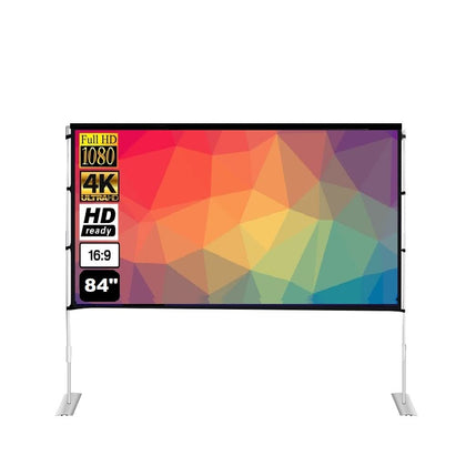 Projector Screen with Stand | 16:9 HD 4K Projector Screen Fast-Folding Projector Screen with Stand Legs and Carry Bag