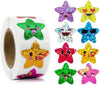 500Pcs Multicolor Smiling Stickers (8 Colors) Teaching Materials,1 Inch Small Star Stickers Roll