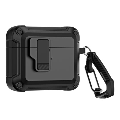 AirPods 4 Case Cover (2024) with Secure Lock Clip | Rugged Armor Shockproof Hard Shell Design |Black