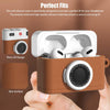 Airpods 4 Case Cover with Keychain | Retro 3D Camera Protective Silicone Design |Brown