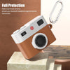 Airpods 4 Case Cover with Keychain | Retro 3D Camera Protective Silicone Design |Brown