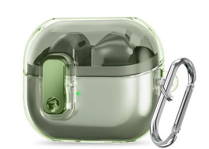 Samsung Galaxy Buds3 Case & Galaxy Buds 3 Pro Case Cover with Carabiner 2024 | TPU Clear Protection Case | Green