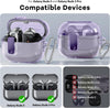 Samsung Galaxy Buds3 Case & Galaxy Buds 3 Pro Case Cover with Carabiner 2024 | TPU Clear Protection Case | Purple