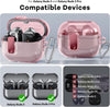 Samsung Galaxy Buds3 Case & Galaxy Buds 3 Pro Case Cover |Anti-drop Anti-scratch Lock Clip Flexible TPU Clear Protection Case with Carabiner- Pink