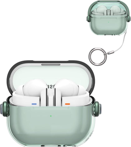Samsung Galaxy Buds3 Case & Galaxy Buds 3 Pro Case Cover | Holder Clip TPU Protection Case with Carabiner | Green