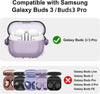 Samsung Galaxy Buds3 Case & Galaxy Buds 3 Pro Case Cover | Holder Clip TPU Protection Case with Carabiner | Purple