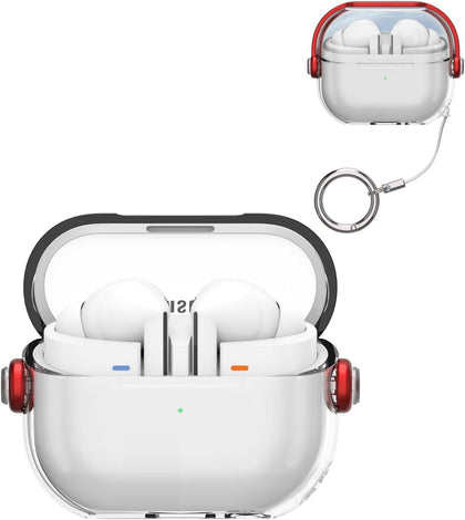 Samsung Galaxy Buds3 Case & Galaxy Buds 3 Pro Case Cover | Holder Clip TPU Protection Case with Carabiner | Red