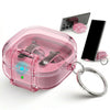 Samsung Galaxy Bud 4 Pro Case/Buds4 Case Clear Lock Clip with Phone Stand -Pink