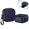 Samsung Galaxy Buds 4 / Buds 4 Pro Case Cover, Leather Texture Protective Earbuds Cover with Phone Stand -Dark Blue