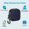 Samsung Galaxy Buds 4 / Buds 4 Pro Case Cover, Leather Texture Protective Earbuds Cover with Phone Stand -Dark Blue