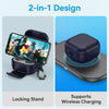 Samsung Galaxy Buds 4 / Buds 4 Pro Case Cover, Leather Texture Protective Earbuds Cover with Phone Stand -Dark Blue