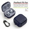 Samsung Galaxy Buds 4 / Buds 4 Pro Case Cover, Leather Texture Protective Earbuds Cover with Phone Stand -Dark Blue