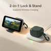 Samsung Galaxy Buds 4 / Buds 4 Pro Case Cover, Leather Texture Protective Earbuds Cover with Phone Stand -Green