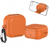 Samsung Galaxy Buds 4 / Buds 4 Pro Case Cover, Leather Texture Protective Earbuds Cover with Phone Stand -Orange