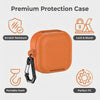 Samsung Galaxy Buds 4 / Buds 4 Pro Case Cover, Leather Texture Protective Earbuds Cover with Phone Stand -Orange