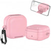 Samsung Galaxy Buds 4 / Buds 4 Pro Case Cover, Leather Texture Protective Earbuds Cover with Phone Stand  -Pink