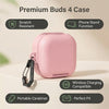 Samsung Galaxy Buds 4 / Buds 4 Pro Case Cover, Leather Texture Protective Earbuds Cover with Phone Stand  -Pink